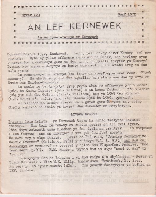 An Lef  - An un lyvertermyn kerwenek 120 Various contributors 