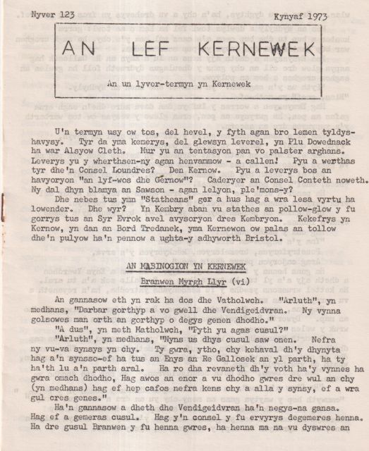 An Lef  - An un lyvertermyn kerwenek 123 Various contributors 