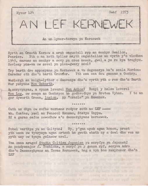 An Lef  - An un lyvertermyn kerwenek 124 Various contributors 