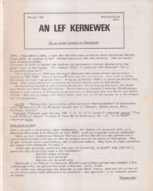 An Lef  - An un lyvertermyn kerwenek 126 Various contributors 