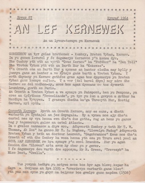 An Lef  - An un lyvertermyn kerwenek 87 Various contributors 