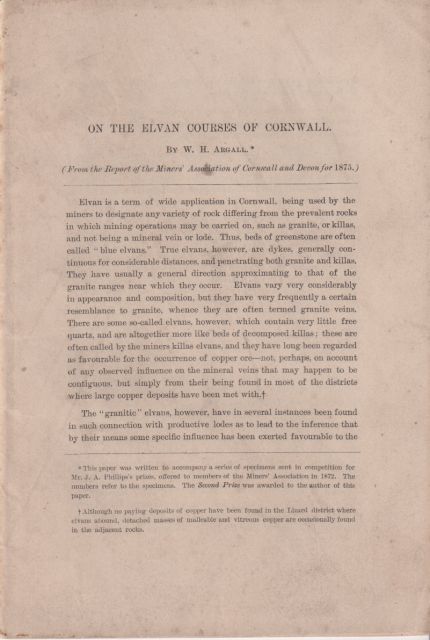 On the Elvan Courses of Cornwall W.H. Argall