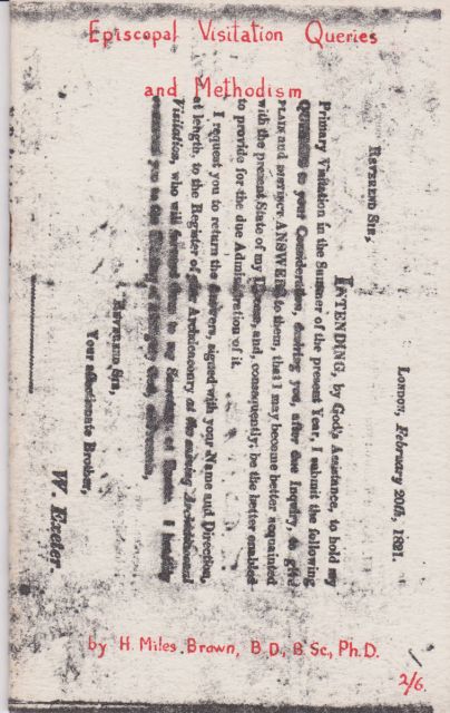 Episcopal Visitation Queries and Methodism Miles Brown