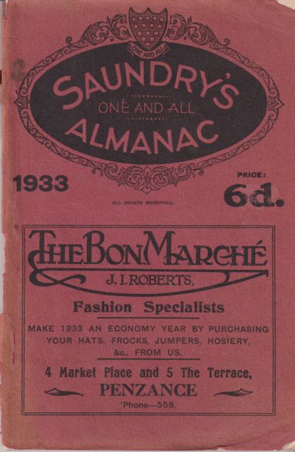 Saundry's Almanac 1933 John W Saundry
